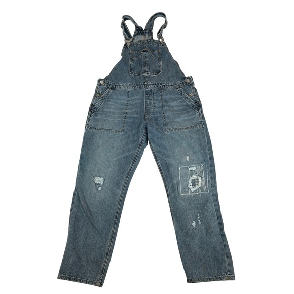 GAP Denim - Gap Denim For Good Womens Medium Blue Distressed Relaxed Denim Overalls M